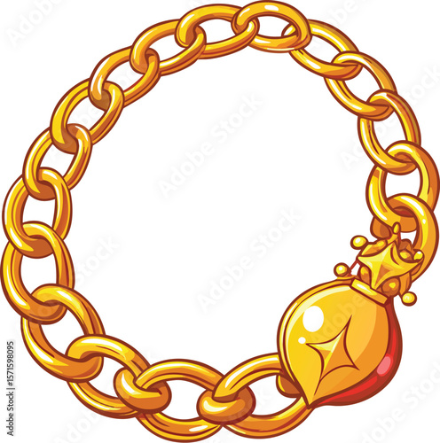Adobe Illustrator Artwork Senior man wearing tank top and gold chains with dollar sign, mid section
