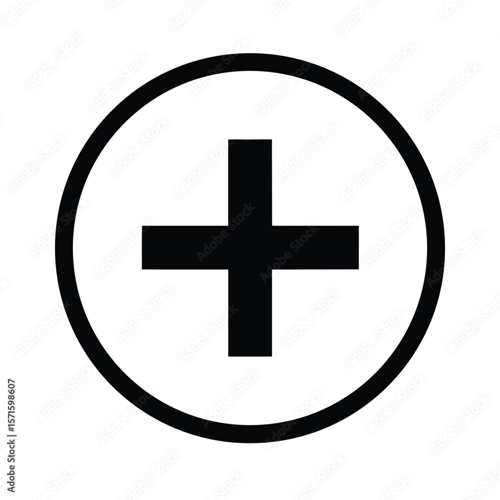 Fototapeta premium Plus Sign Solid Circle Icon Vector Illustration