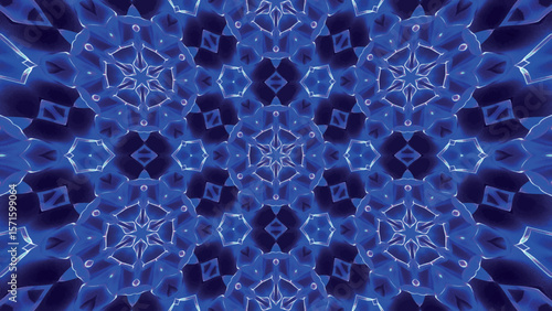 An abstract blue light kaleidoscope pattern designed for maximum visual impact with vibrant resonance. Stunning, mesmerizing kaleidoscope effect. Vector illustration.