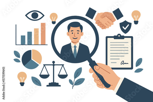 Corporate transparency, integrity, trust. Business management with responsibility. Financial audit, legal agreement, ethic report concept. ESG, governance, compliance, inspection.