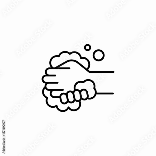 scrubbing hand bubbles icon sign vector