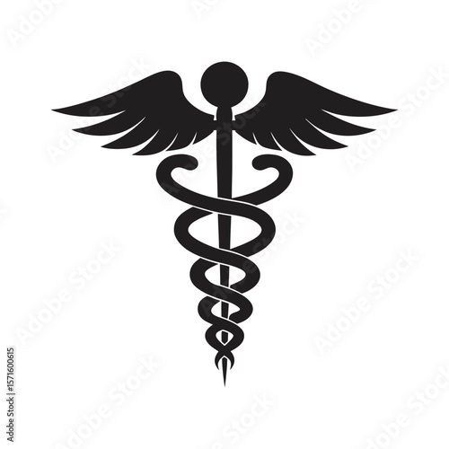 medical icon caduceus rod of hermes silhouette vector art