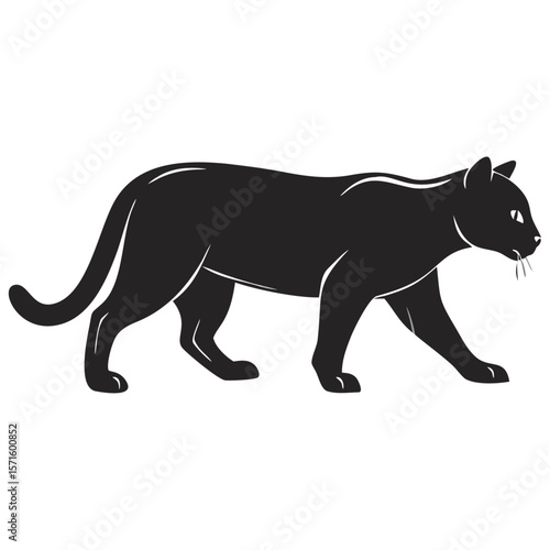 Minimalist Walking Cat Vector – Silhouette Pet Illustration