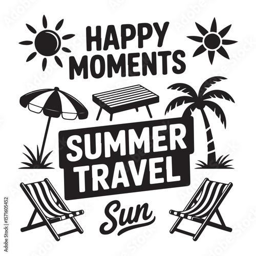 Summer travel happy moments sun vector