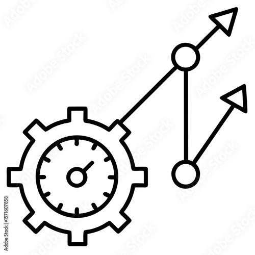 Clock with gears and timeline arrows extending outward – progress and development metaphor