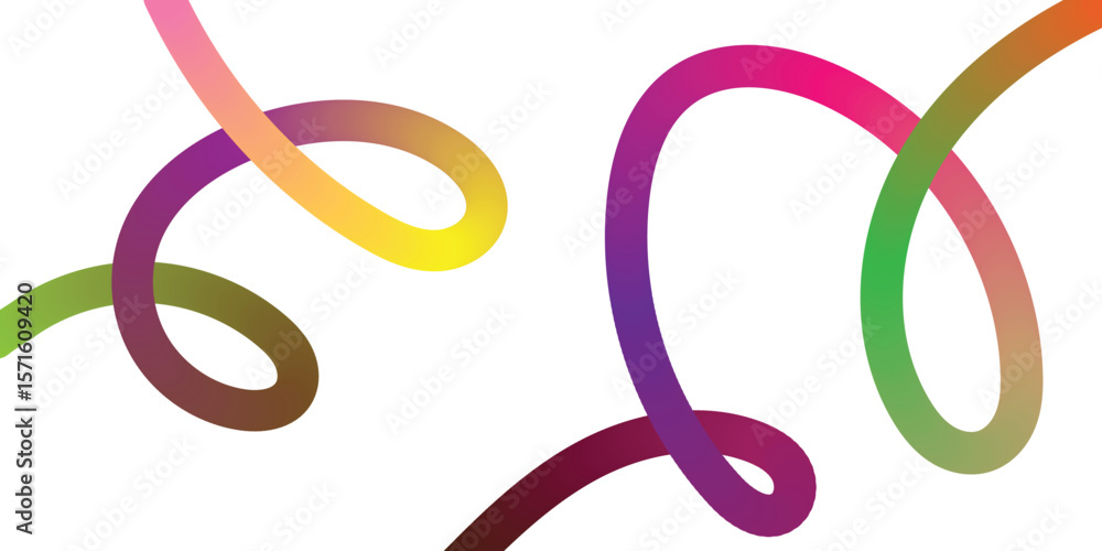 Colorful Intertwined Abstract Lines on White Background. Dynamic abstract design featuring interwoven, flowing lines of vibrant gradient colors pink, yellow, purple, green, brown against a clean white Colorful Intertwined Abstract Lines on White Background. Dynamic abstract design featuring interwoven, flowing lines of vibrant gradient colors pink, yellow, purple, green, brown against a clean white
