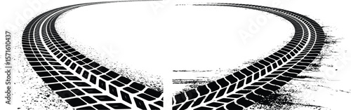 Heart-Shaped Tire Tracks Vector, Grunge Automotive Print Design.

