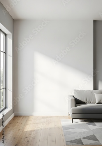 Bright Living Interior with Modern Sofa, Natural Light, and Simple Decor Creating a Relaxing Area