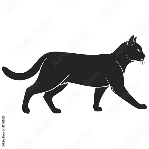 Side View Cat Walking Silhouette – Pet Illustration