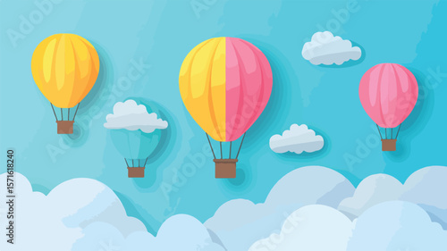Whimsical Hot Air Balloon Festival with Colorful Balloons in Sky