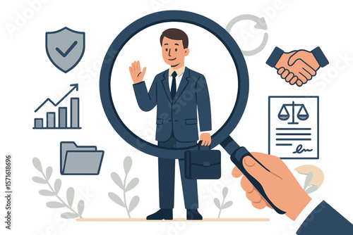 Corporate transparency, integrity and trust concept. Business management with responsibility. Financial transparency, legal agreement and ethic report for good governance.