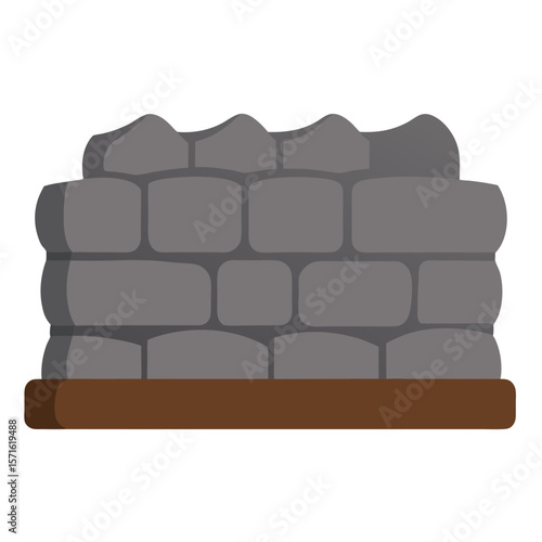 Simple flat design illustration of a stone wall with a brown base