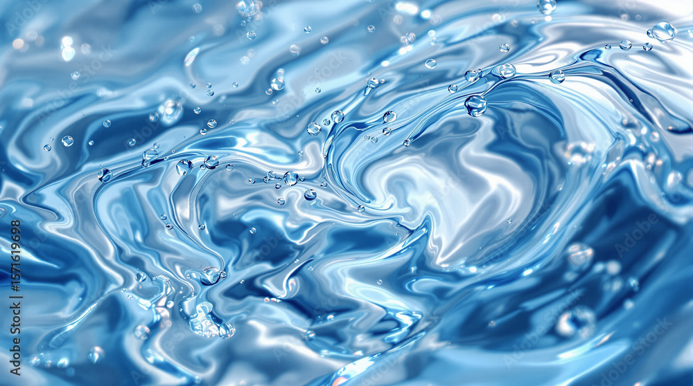 Abstract swirling blue liquid with air bubbles. Abstract swirling blue liquid with air bubbles.