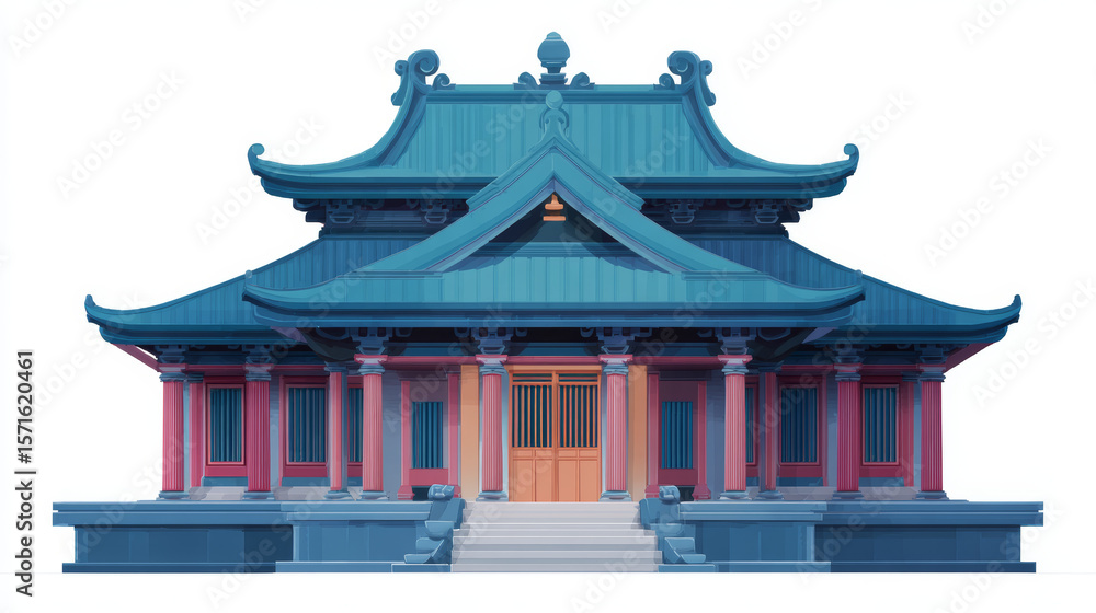 Obraz premium Icon of a traditional temple building, useful for app interfaces or branding elements