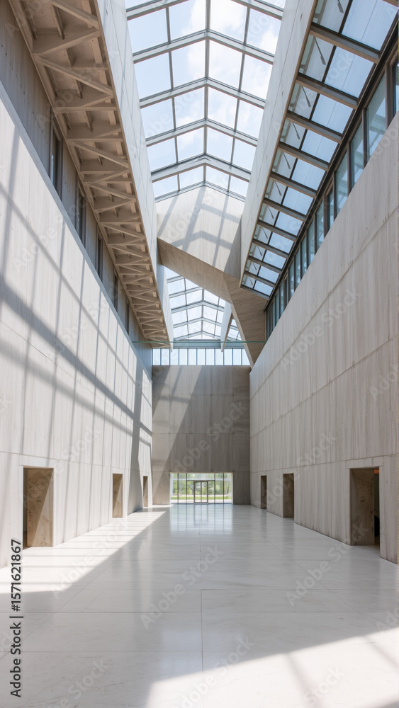 Obraz premium Empty spacious room with concrete walls