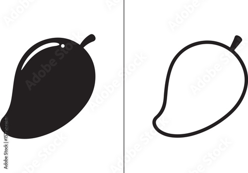 Black and White Mango Silhouette Vector