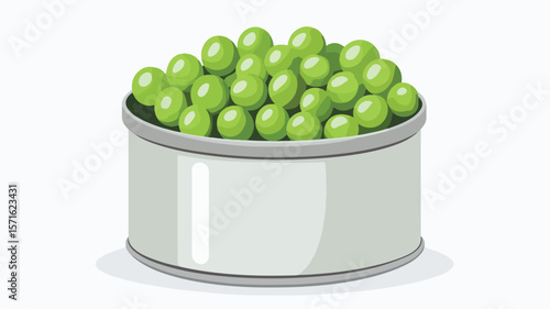 Canned Peas in Tin Can Flat Vector Illustration With Simple Design