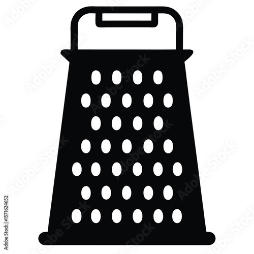 Black Silhouette of a Box Grater with Handle and Oval Holes