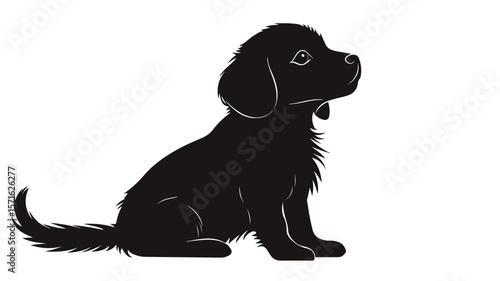 Curious Puppy Silhouette: Simple Flat Vector Isolated Illustration