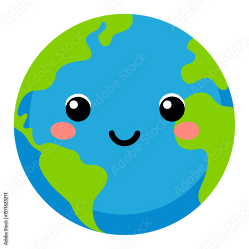 Cartoon Earth with Smiling Face
