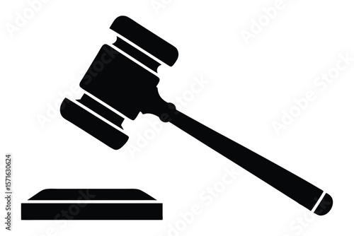 Black Silhouette Illustration of a Gavel and Sounding Block for Legal Matters