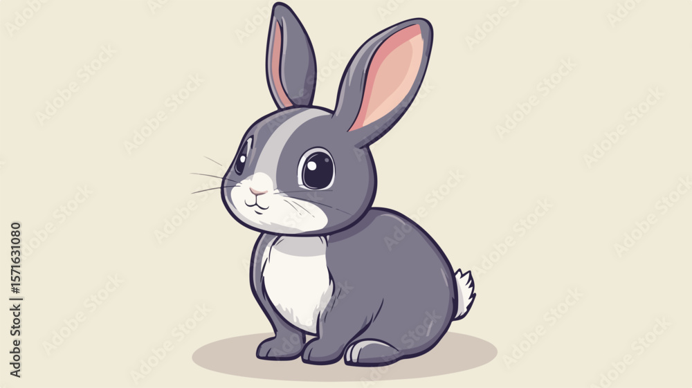 Hand Drawn Cute Rabbit Animal Vector Illustration in Simple Flat Style Hand Drawn Cute Rabbit Animal Vector Illustration in Simple Flat Style
