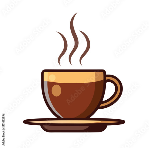 A steaming coffee cup with a subtle aroma presented as a clean vector illustration isolated on white background