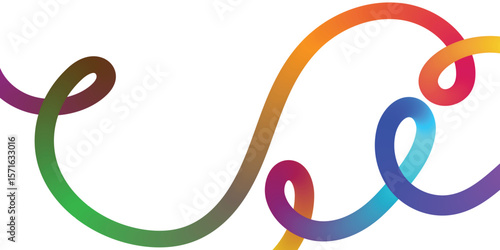 Abstract Colorful Intertwined Ribbon Design. This image features a dynamic composition of intertwining, gradient-filled lines.