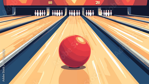 Flat Bowling Lane Illustration Vector with Simple Design for Sports Website