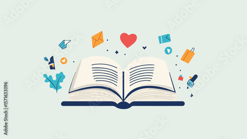 Professional Language and Communication Book Cover Design with Simple Flat Illustration