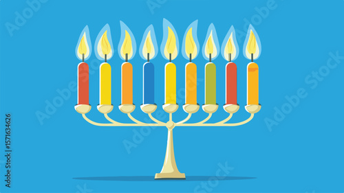 Elegant Menorah Jewish Element Vector Isolated on White Background for Design Projects
