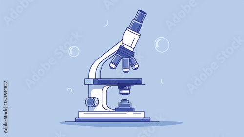 Microscope Science Stroke Vector Illustration for Educational Use in Modern Flat Style