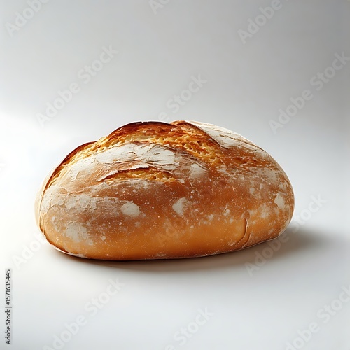Fresh baked bread roll, food photo on white background