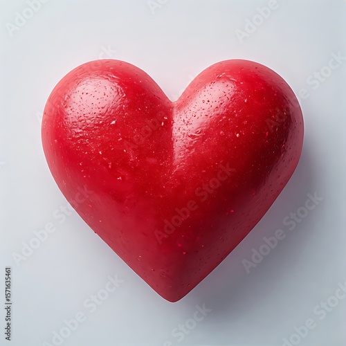 Red heart shape, love and romance photo on white background
