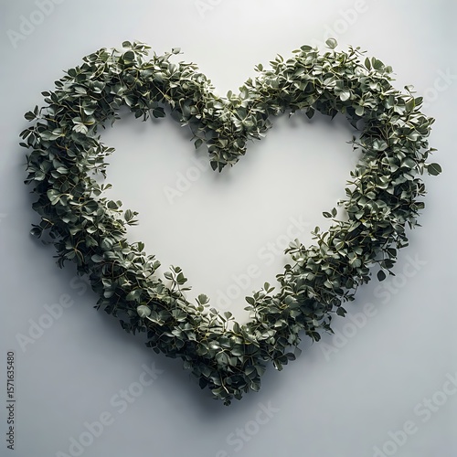 Heart shaped wreath, floral decoration photo on white background