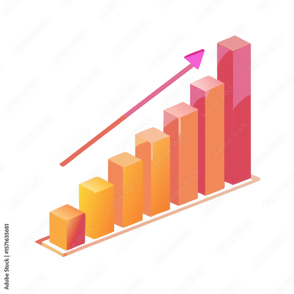 3d bar chart showing upward trend with arrow isolated on transparent background 3d bar chart showing upward trend with arrow isolated on transparent background
