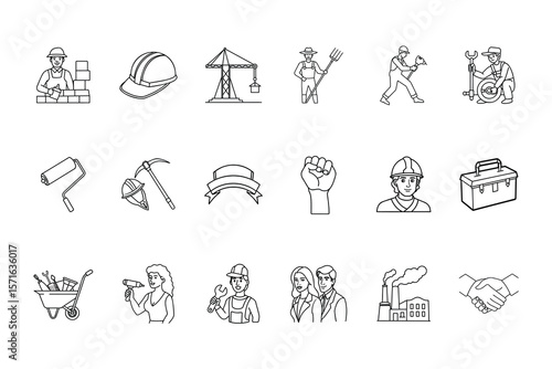 Labor Day themed with construction workers tools symbols Bundle bricklayer