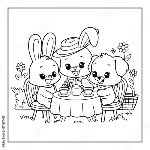 fluffy friends coloring page for kids