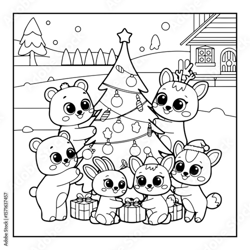 fluffy friends coloring page for kids