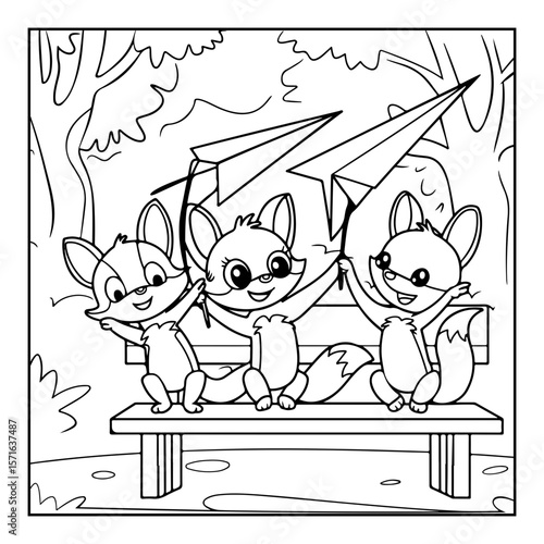 fluffy friends coloring page for kids
