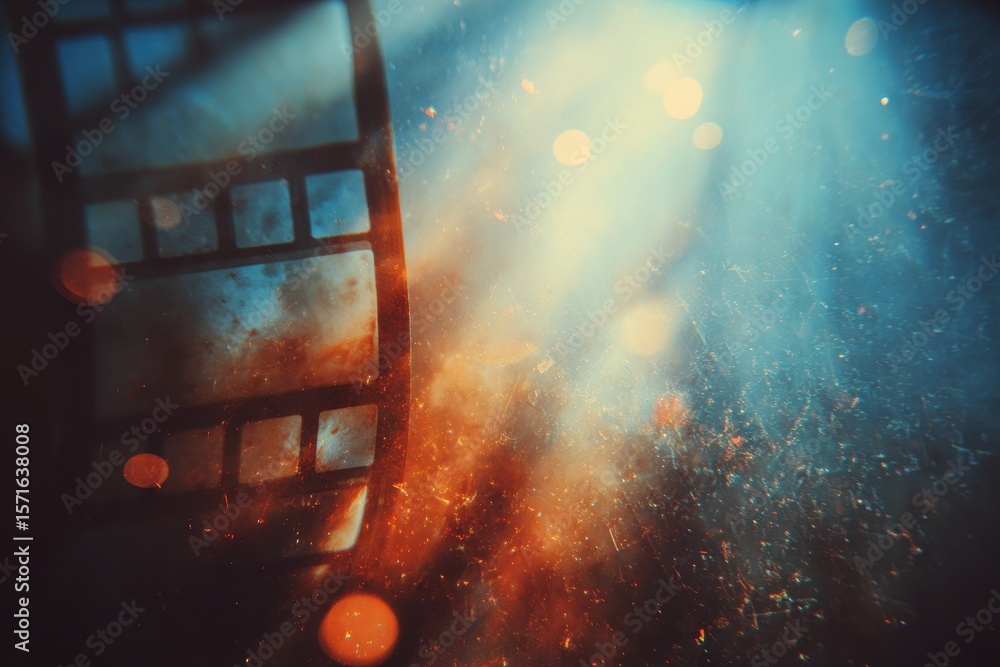 Fototapeta premium Captivating retro film aesthetic with vibrant light rays and vintage textures creating a nostalgic atmosphere