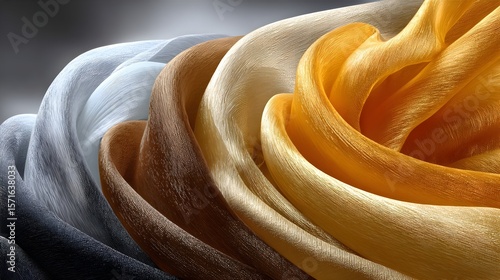 Swirling silk fabric textures, studio shot, design backdrop