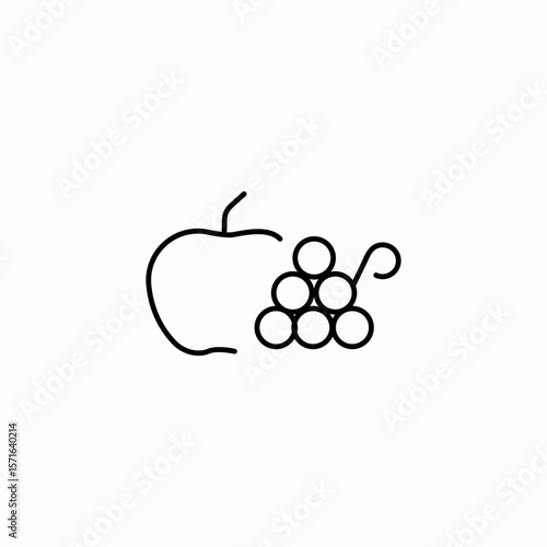 apple grapes fruit icon sign vector