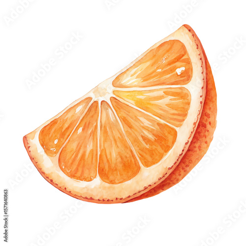 A watercolor painting of a juicy orange slice isolated on transparent background