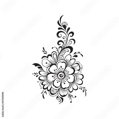 An intricate black and white floral design, perfect for adding elegance to any project