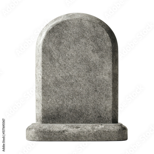 Foto Simple Grey Headstone With Rounded Top, crafted from smooth stone, ideal for memorials or gravesites