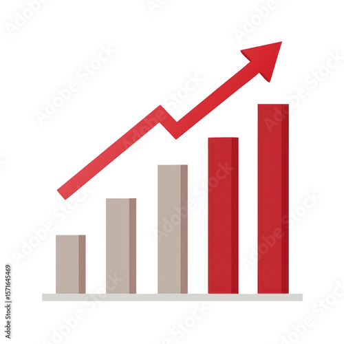Free Download Bar chart with upward trending red arrow isolated on transparent background - GFXLoad