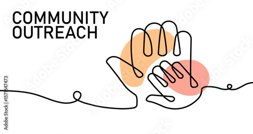 Illustration of hands holding together in continuous line art, representing friendship, unity, and support. Perfect for themes like community outreach, teamwork, and compassion in graphic design.