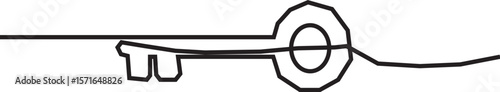 Continuous one line drawing of key. Single line drawing illustration of key for unlock ability. Key concept vector art. Doodle line illustration.