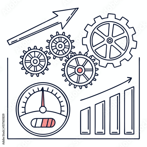 Business Gear and Charts – Innovation Strategy Vector